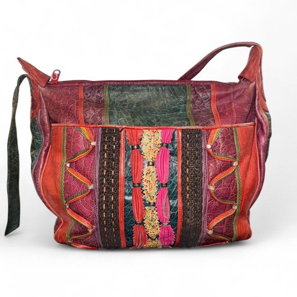 Spencer Alexis Handbags - Vintage Sharif 80s/90s Multicolor Patchwork Leather Shoulder Bag
